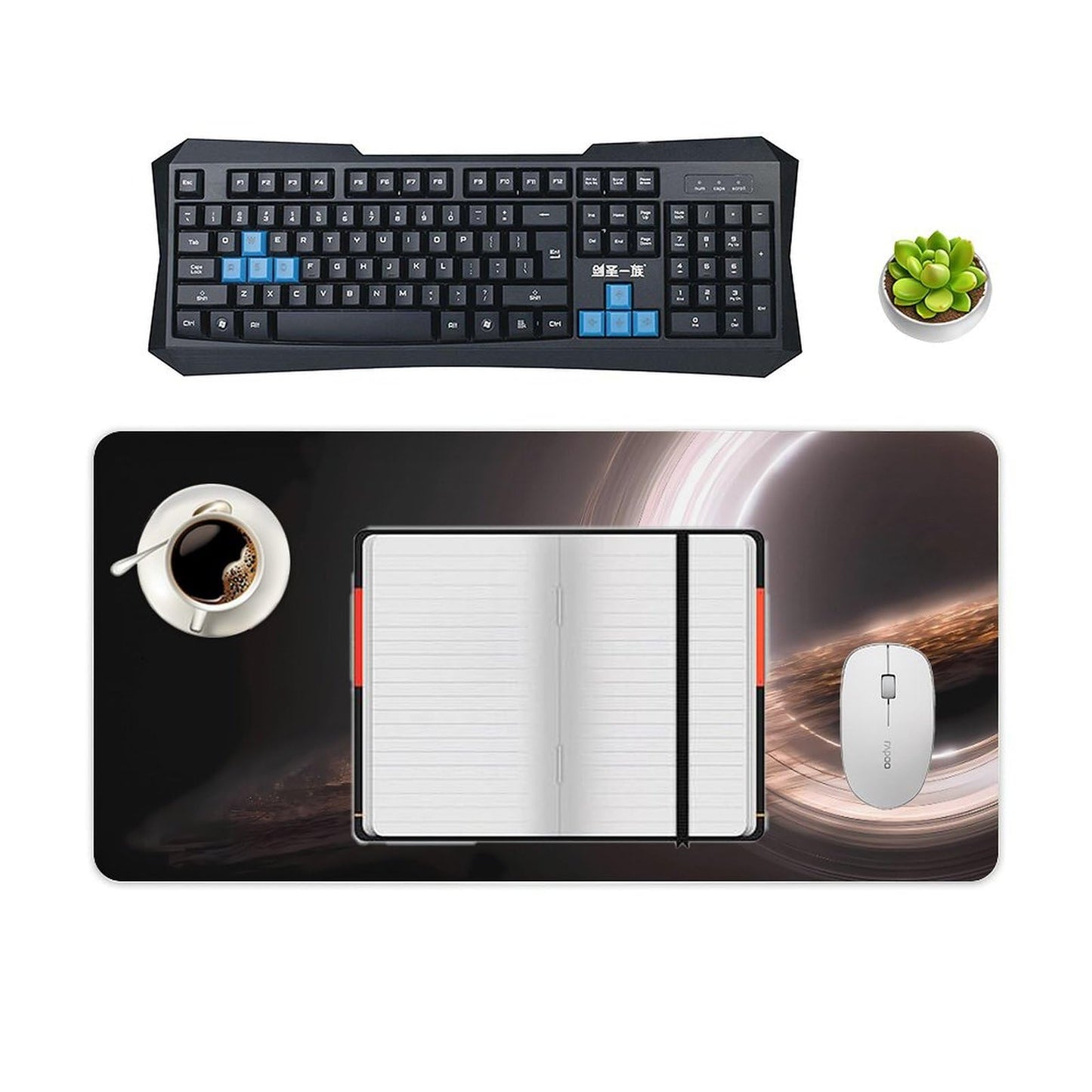 Keebik Gaming Mouse Pad, Interstellar Gargantua Black Hole Mouse Pad 11.8x23.6Inch Large Extended