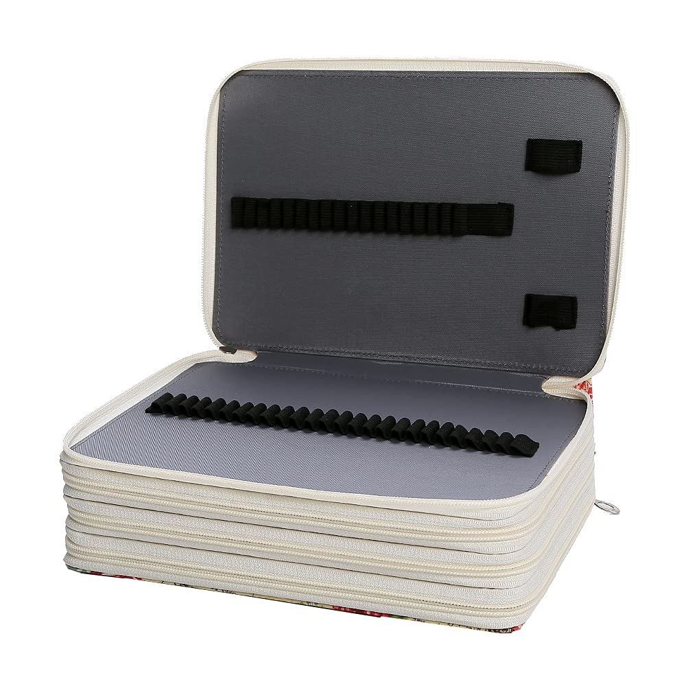 Lbxgap 200 Individual-Slots Pencil Case 4-Layer Zipped Holder w/Handle
