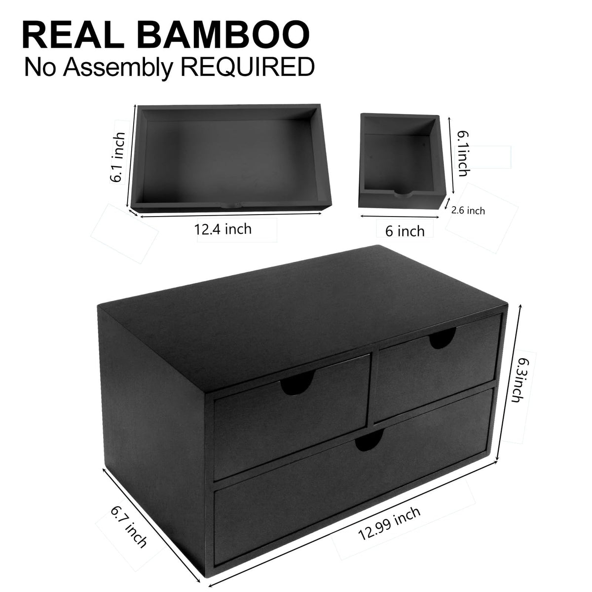 Charmewooden Bamboo Desk Organizer With Drawers Countertop Drawers Counter Storage Box Corner Desk