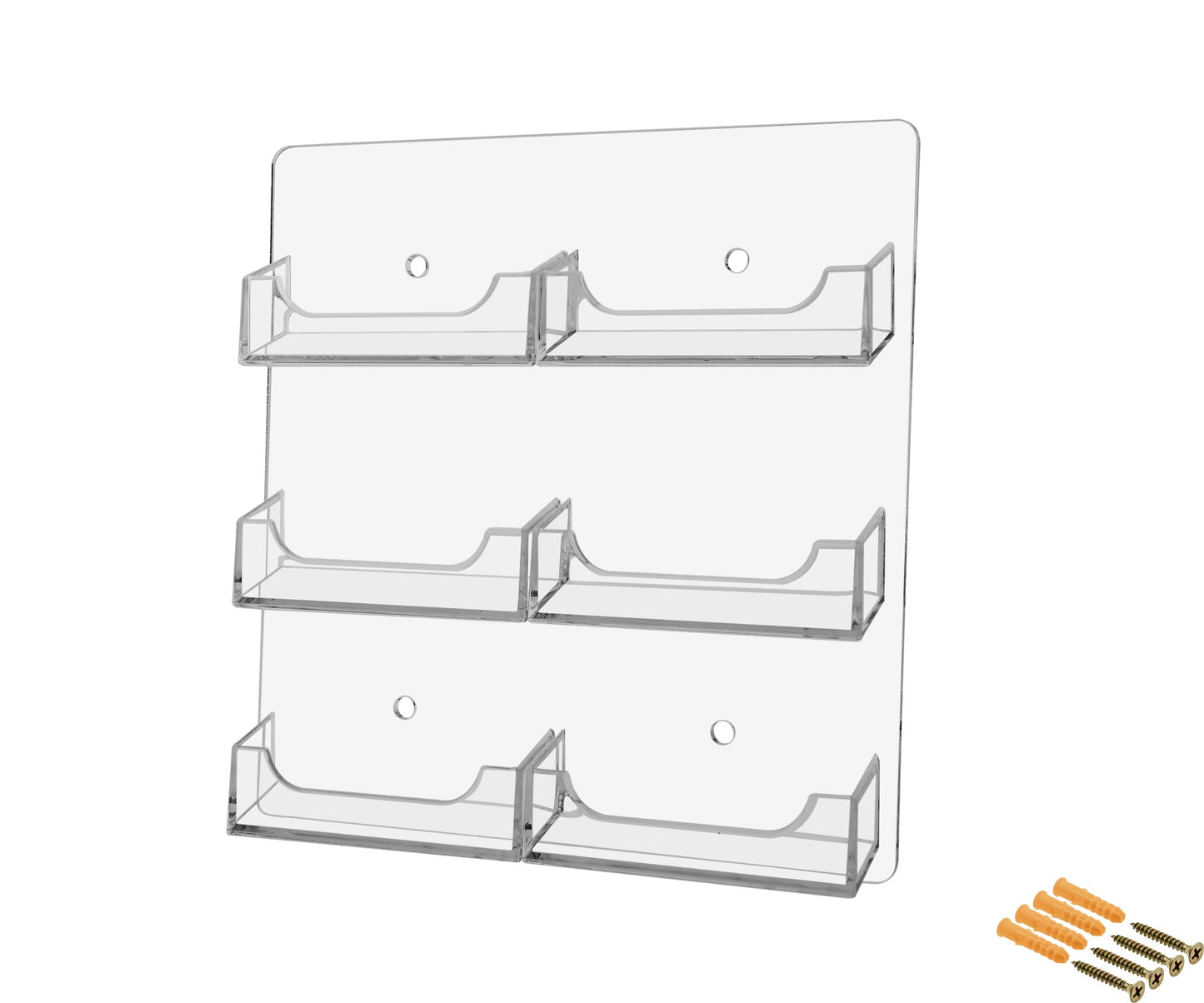 Marketing Holders Hanging Business Card Holder with Hardware 6 Pocket Clear Acrylic Wall Mount