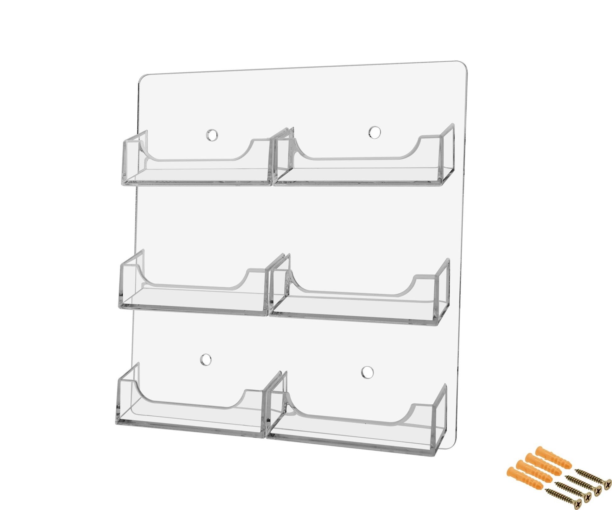 Marketing Holders Hanging Business Card Holder with Hardware 6 Pocket Clear Acrylic Wall Mount