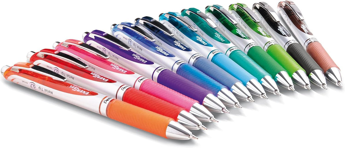 Pentel EnerGel XM BL77 - Retractable Liquid Gel Ink Pen - 0.7mm - 52% Recycled - Pack of 12 Mixed