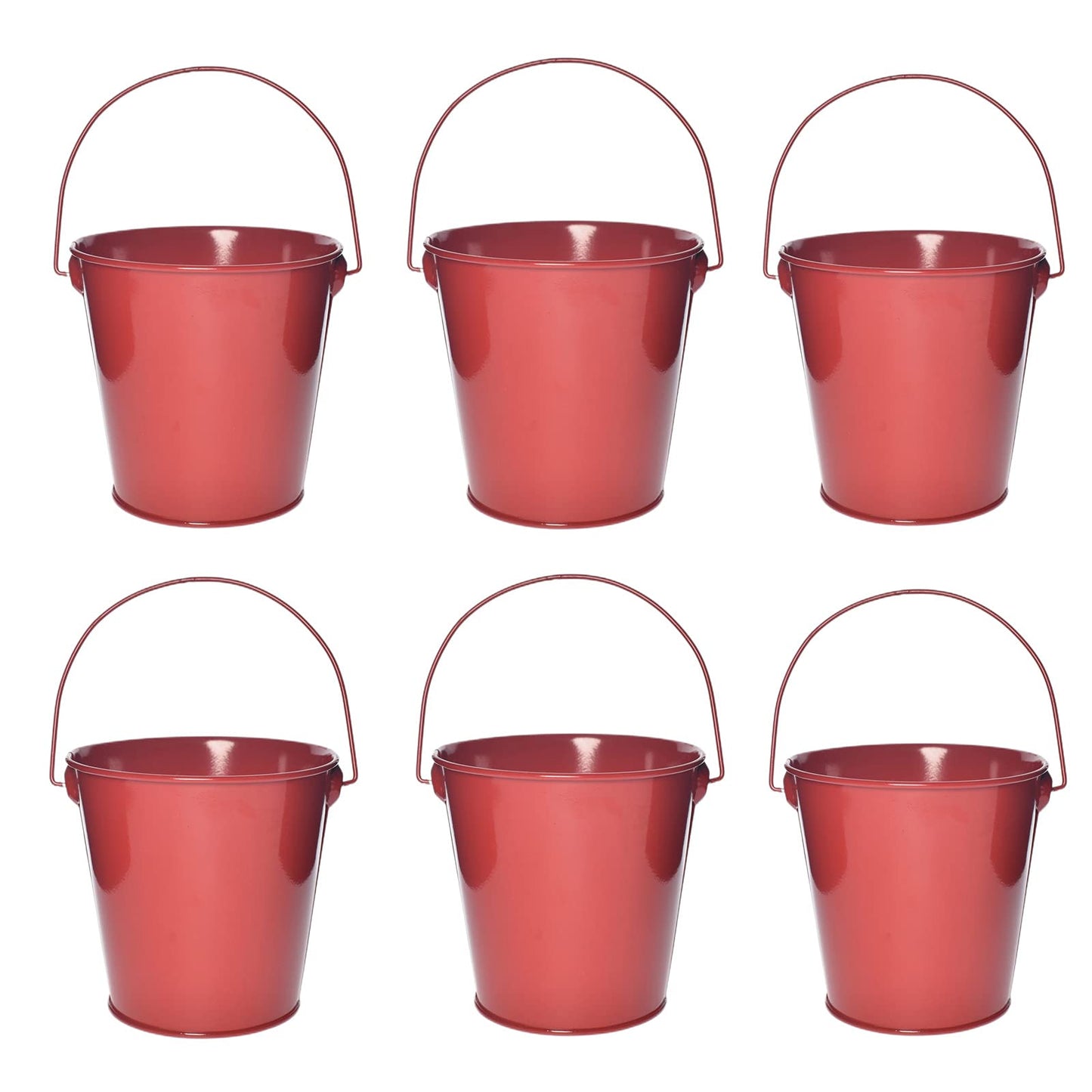 TAKMA Small Metal Buckets with Handle, 6 Pack 4.3 Inch Colored Galvanized Bucket for