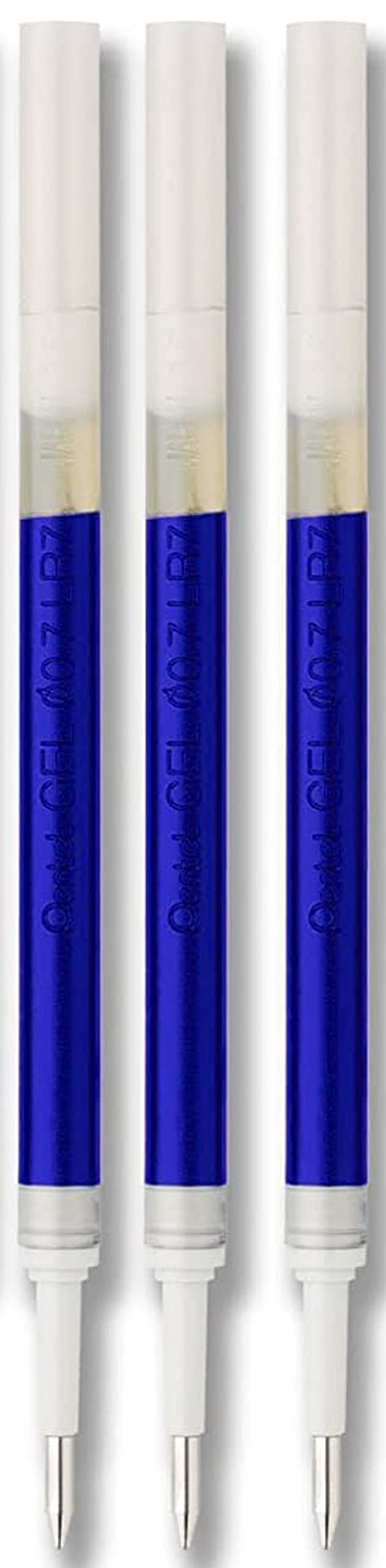 Pentel Energel 0.7 mm Liquid Gel Ink Pens - Pack of 5 Blue Deluxe RTX Pentel Pens with 3 Refills