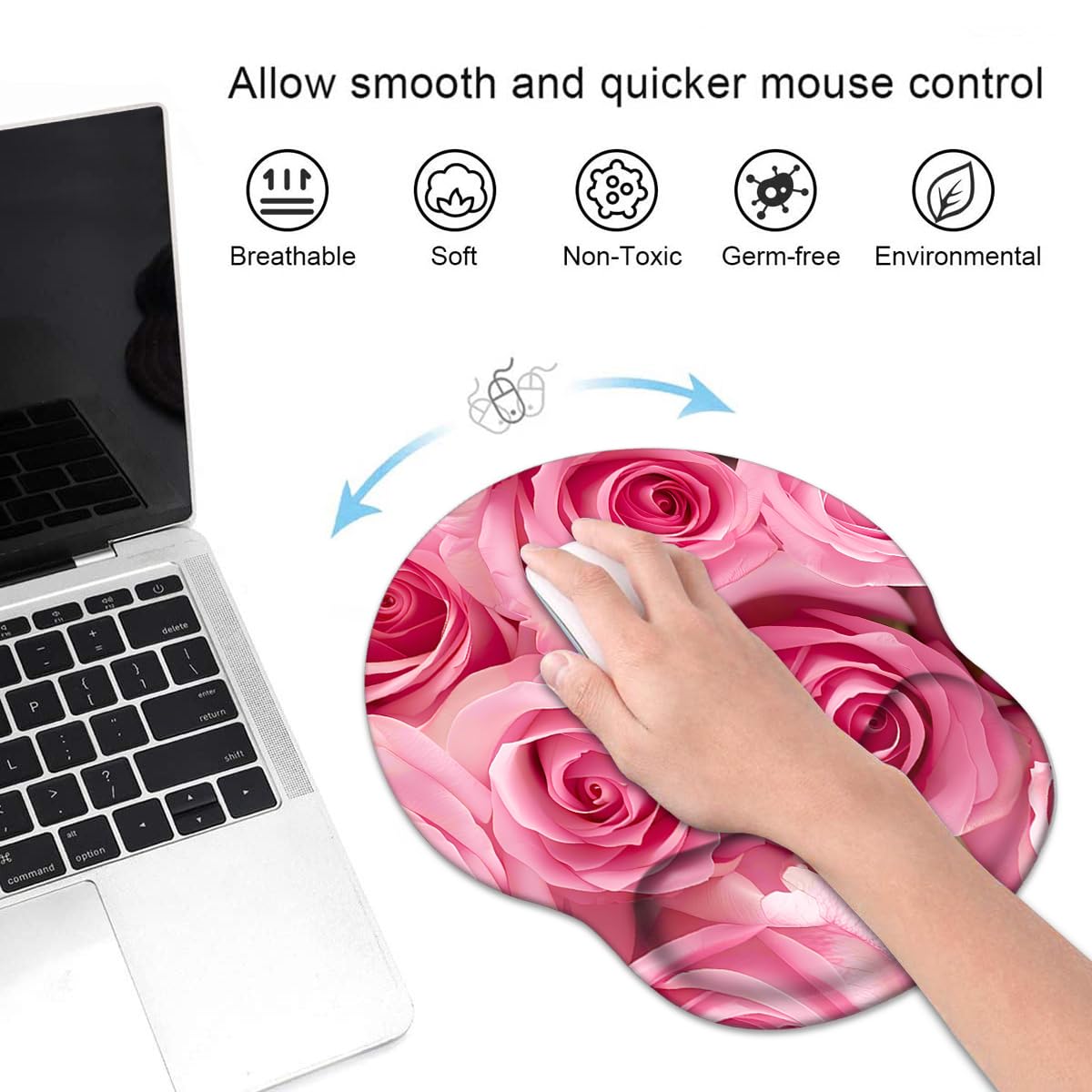 LOWORO Ergonomic Mouse Pad Wrist Support with Coasters Set, Cute Large Wrist Rest Pad with Non-Slip