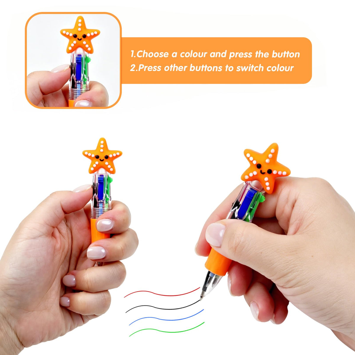 35 Pcs Mini Multicolor Pens in One 4-in-1 Fun Pens Bulk Gifts Ocean Animal