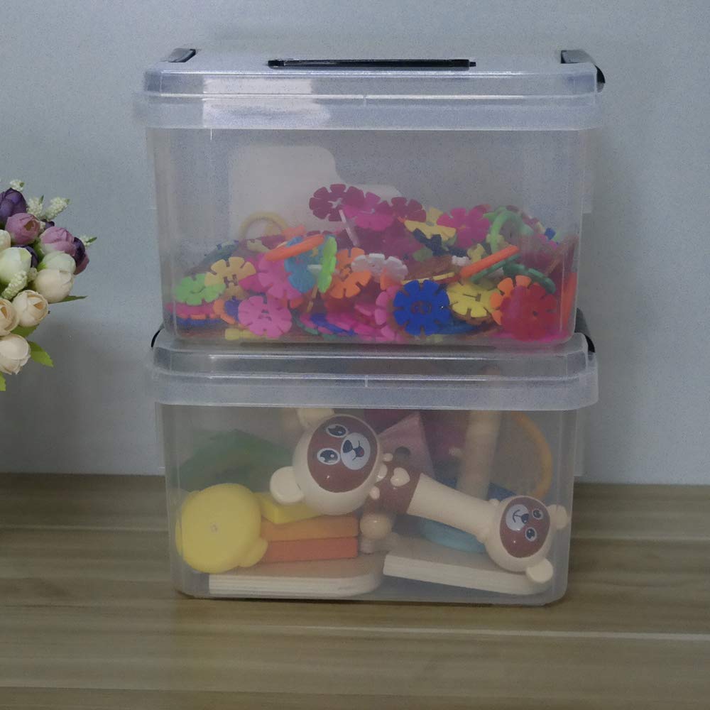 Nicesh 4.5 L Plastic Storage Box, Clear Latch Box, 4-Pack