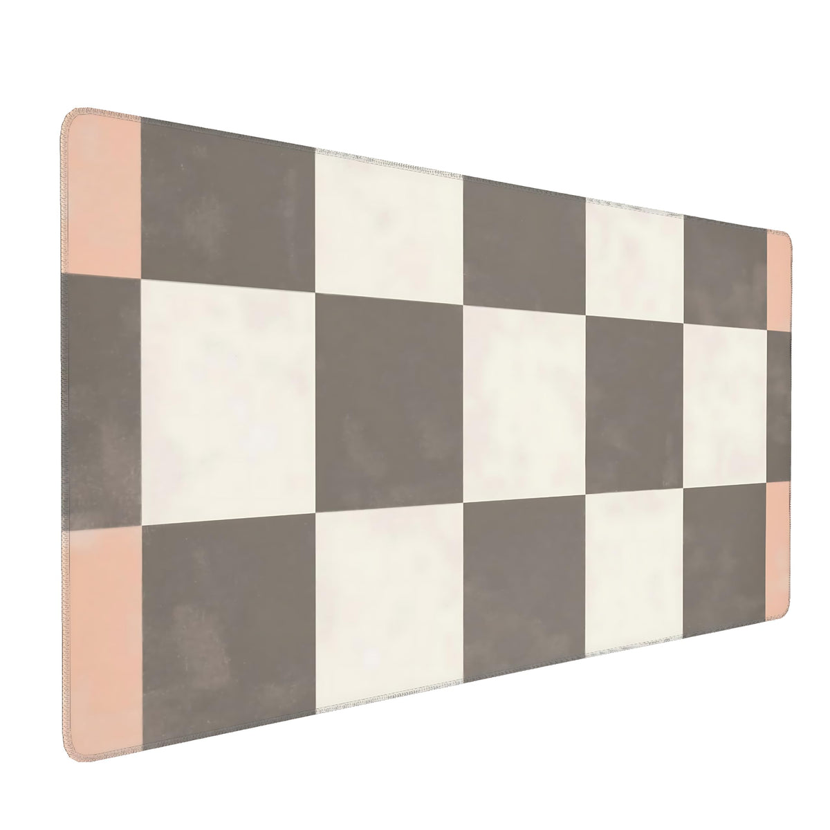 Cute Aesthetic Checkered Gaming Mouse Pad, Pastel Boho Desk Mat with Anti-Slip Base & Stitched