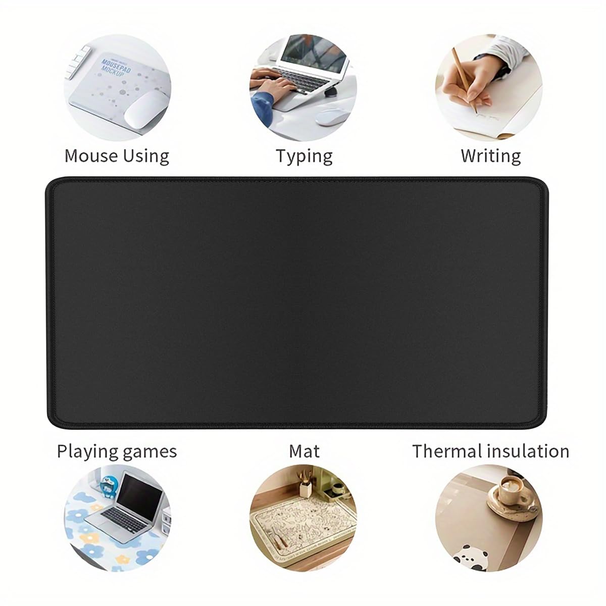 Rcege Large Gaming Mouse Pad Extended Desk Mat with Non Slip Stitched Edge