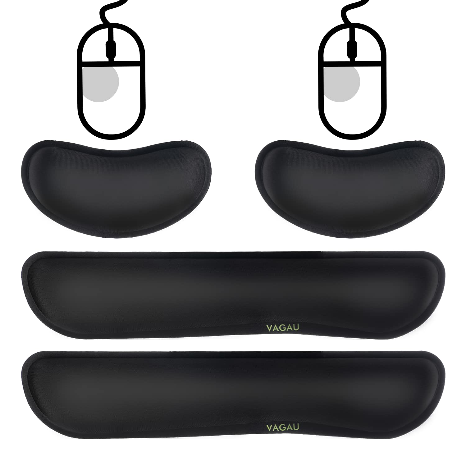VAGAU Premium Keyboard Wrist Rest and Mouse Pad Wrist Support (2 Pack)