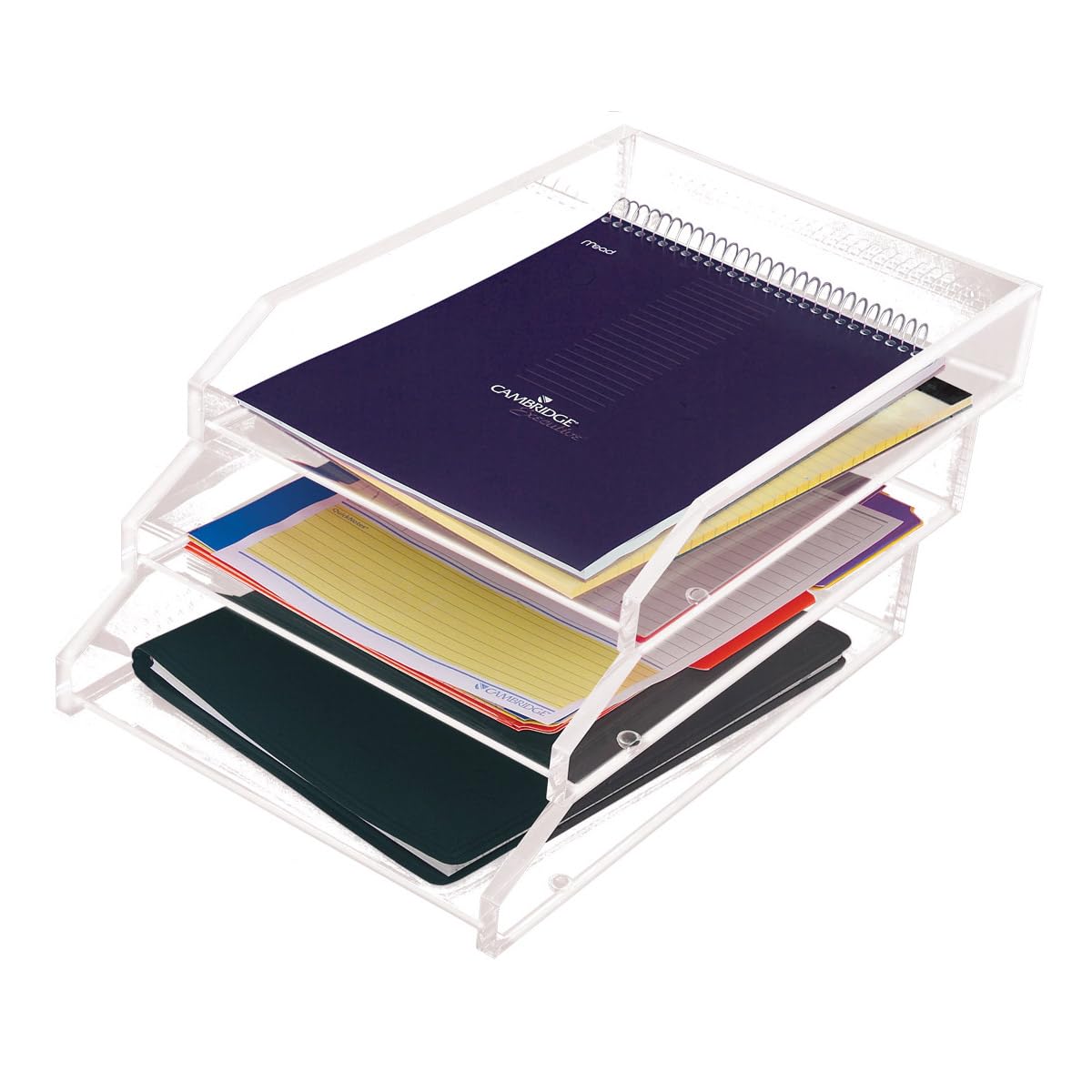 Kantek Clear Acrylic Large Letter Tray, Stackable Desk Organizer, Front Loading, 10.6" x 13.9" x