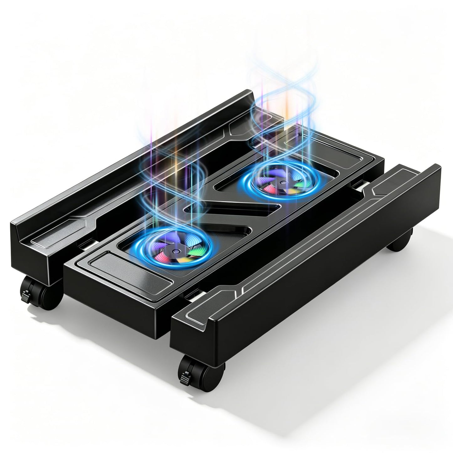 Hmseng PC Stand for PC Tower With F, Computer Desktop Stand with 4 Lockable Castors, Universal