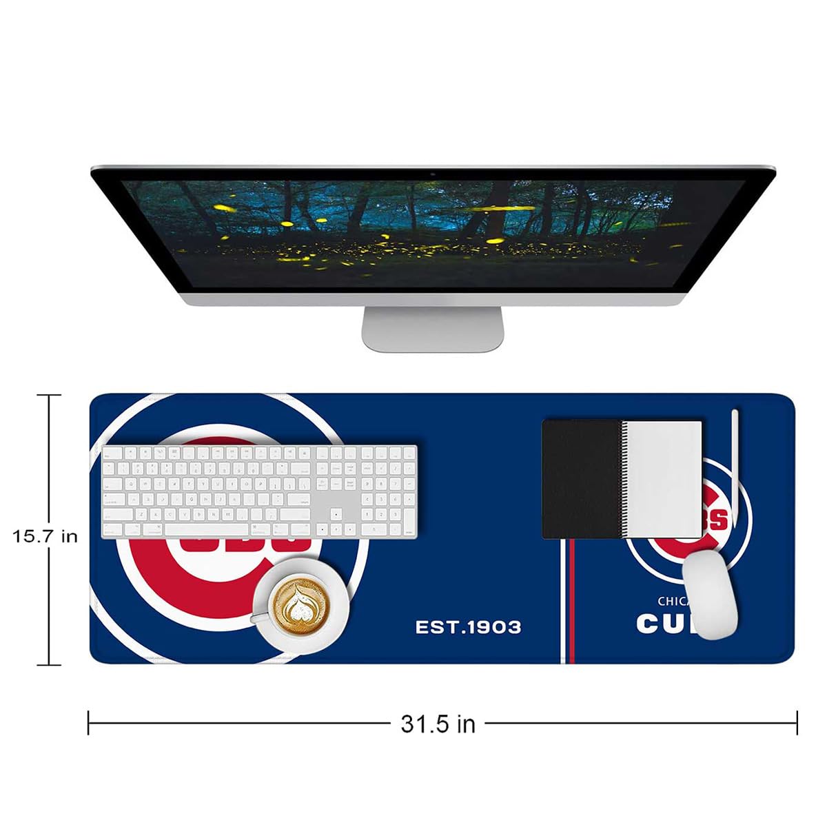 Baseball Mouse Pad Extended Large Gaming Desk Pad 31.5 x 11.8 Inch, XL Mousepad Topographic Mouse
