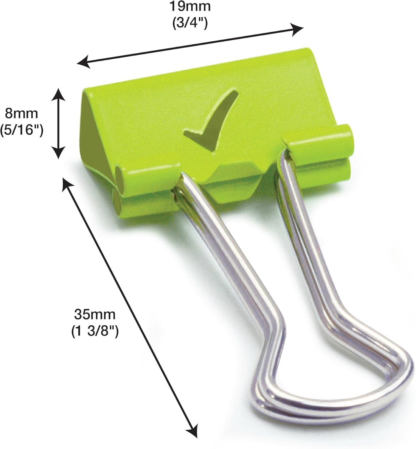Rapesco 1421 19 mm Tick Foldback Binder Clips, Green, Pack of 80