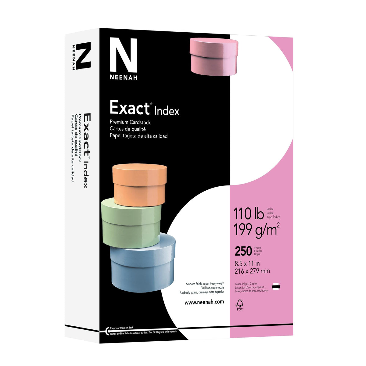 Neenah Exact 30% Recycled Extra-Heavyweight Index Card Stock, 8 1/2in. x 11in., 110 Lb, White, pk