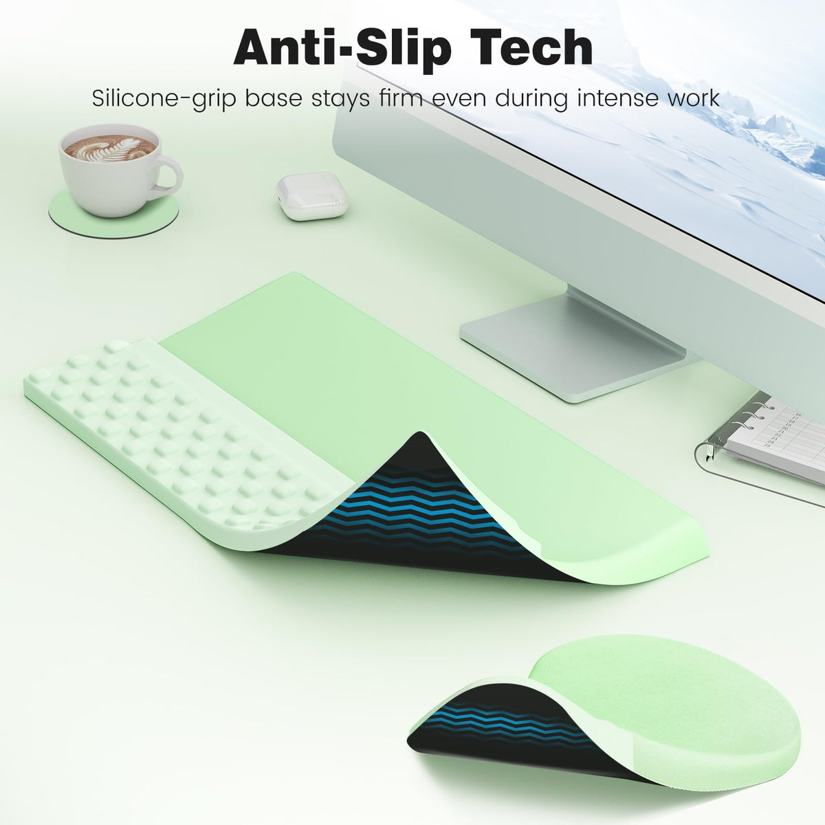 Ospelelf Ergonomic Mouse Pad and Keyboard Stand Wrist Rest Set, Memory Foam Comfort, Pain Relief