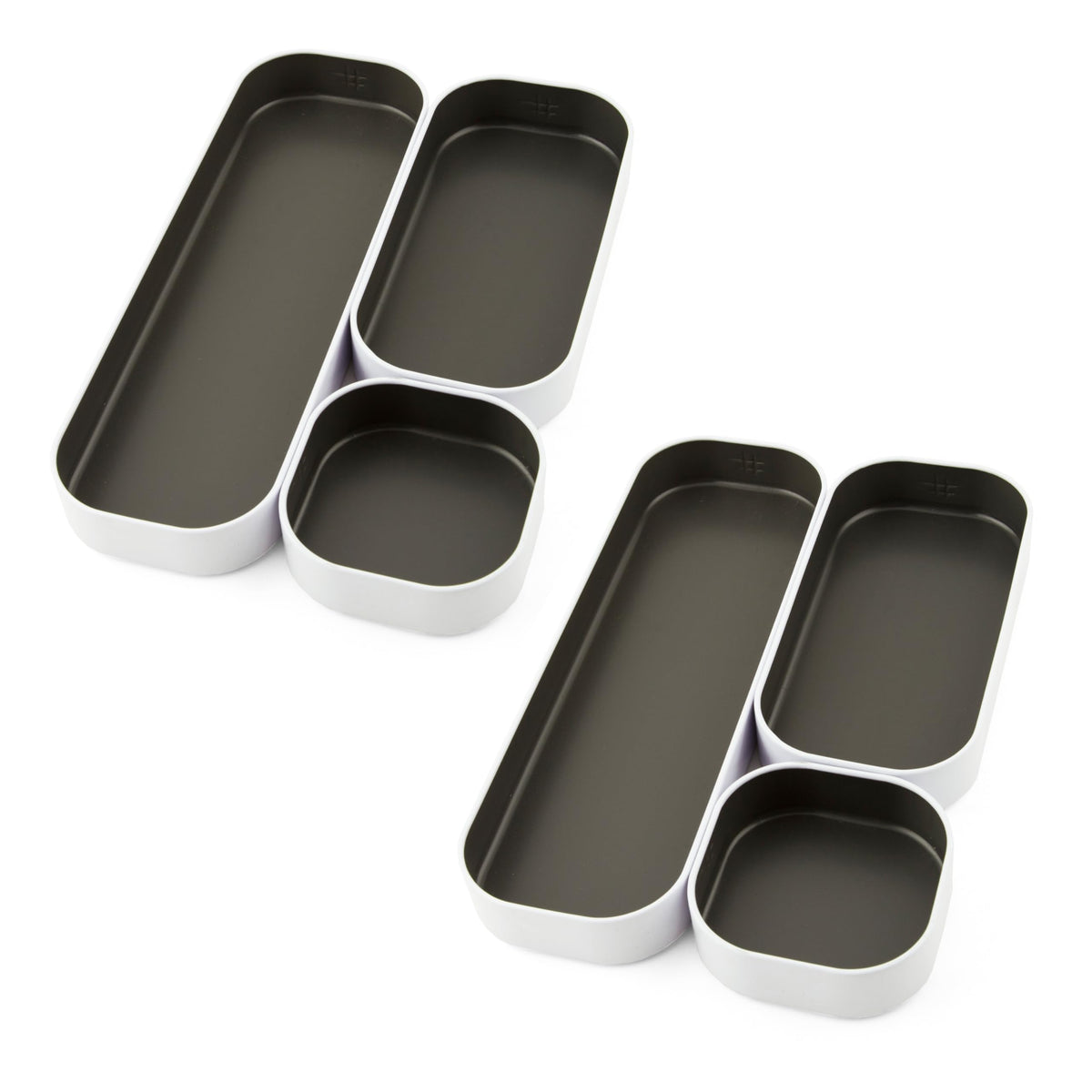 Three by Three Seattle Metal Stacking Bins Drawer Organizer, 6-Pc (Gray)