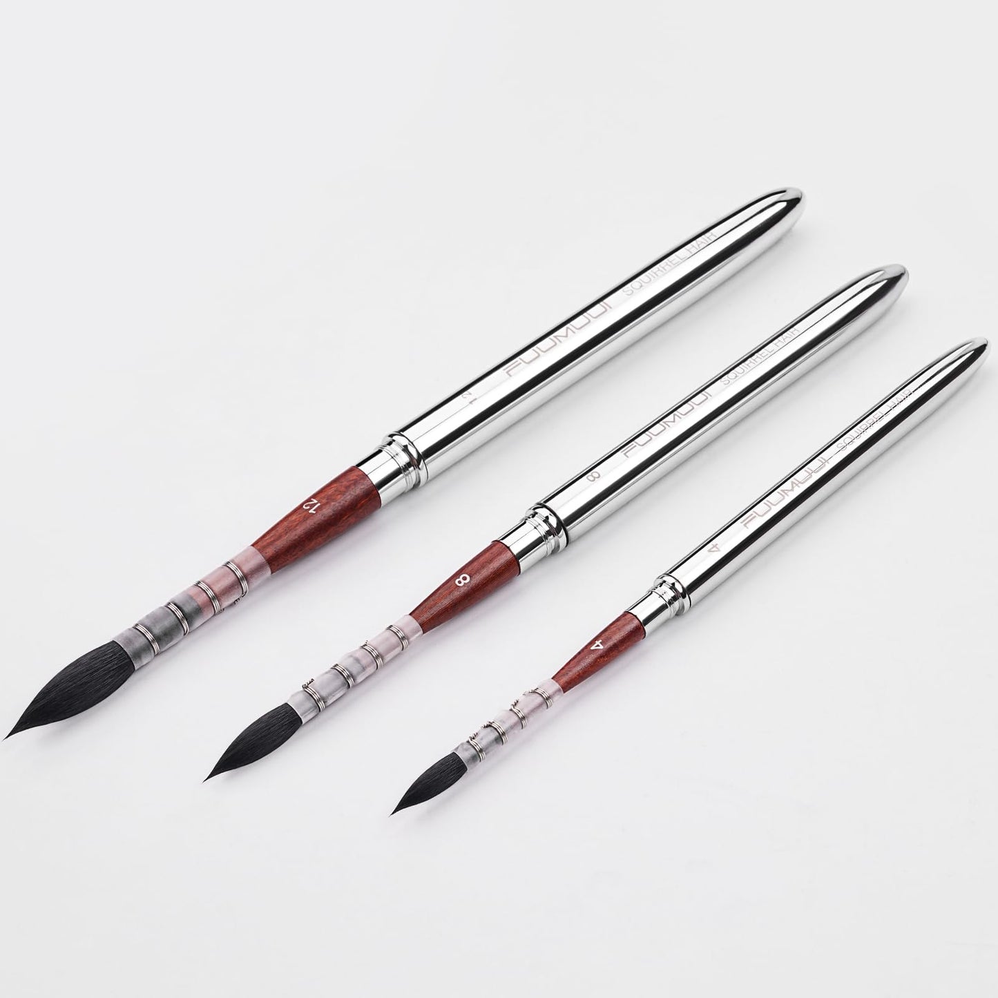 Squirrel Hair Travel Watercolor Brushes, Fuumuui 3pcs Natural Soft Squirrel Mop Round Fine Tip