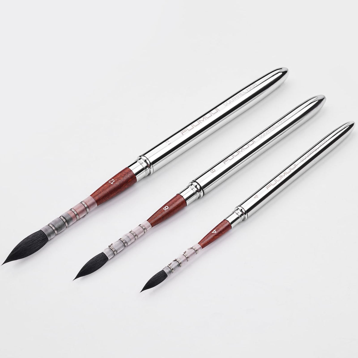 Squirrel Hair Travel Watercolor Brushes, Fuumuui 3pcs Natural Soft Squirrel Mop Round Fine Tip