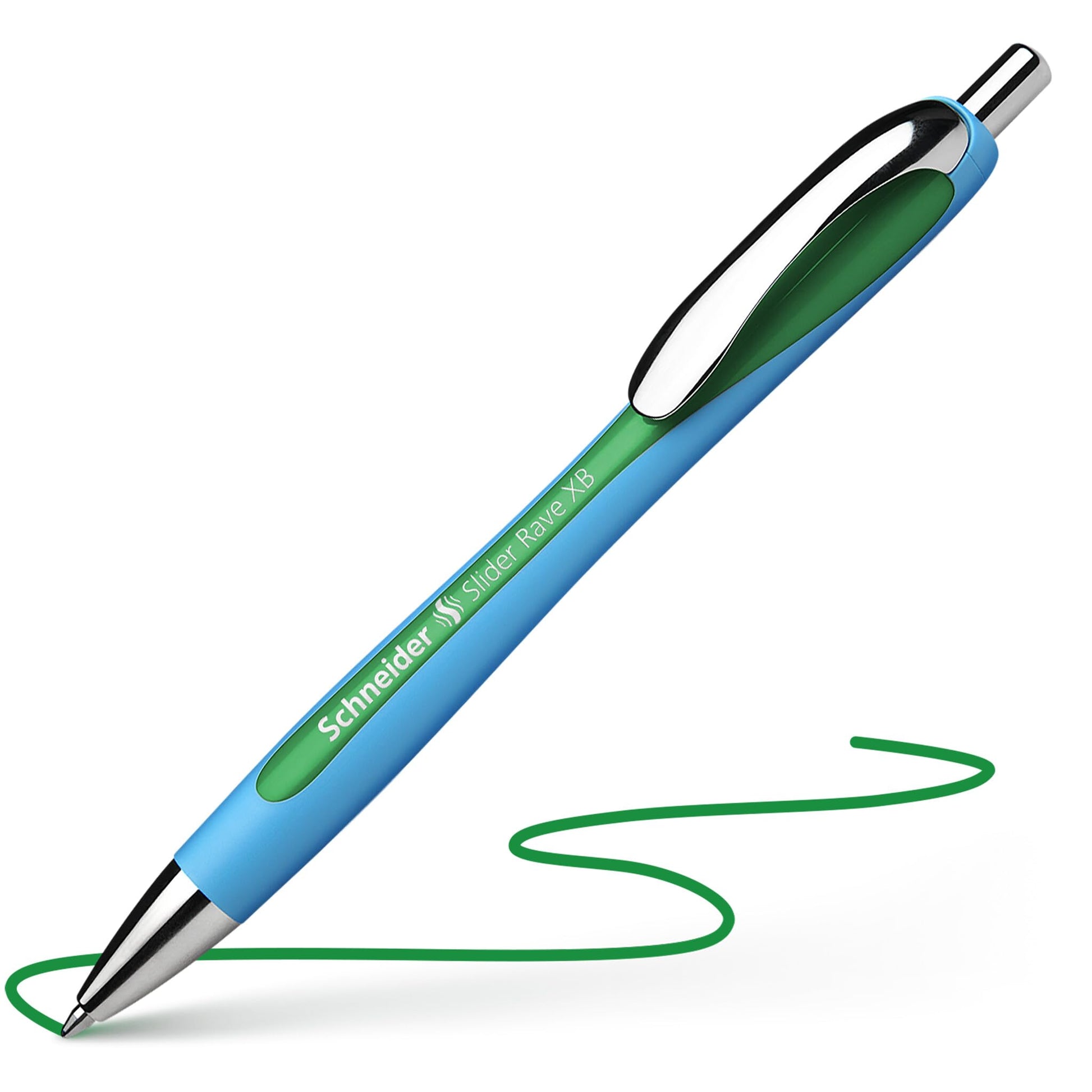 Schneider Slider Rave XB (Extra Broad) Ballpoint Pen, Refillable + Retractable, 1.4 mm, Light Blue
