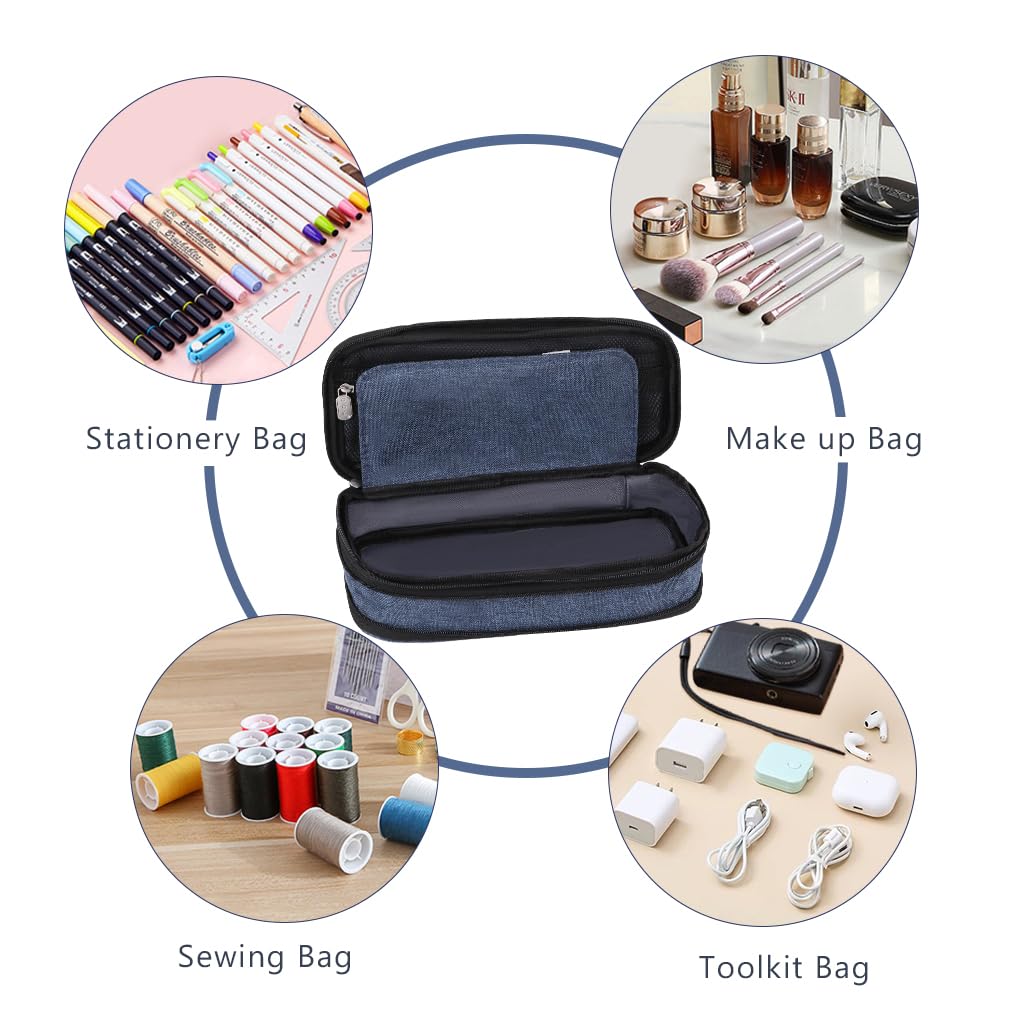 iSuperb Foldable Pencil Case Zipper Big Capacity Aesthetic Canvas Pencil Pouch Compartments
