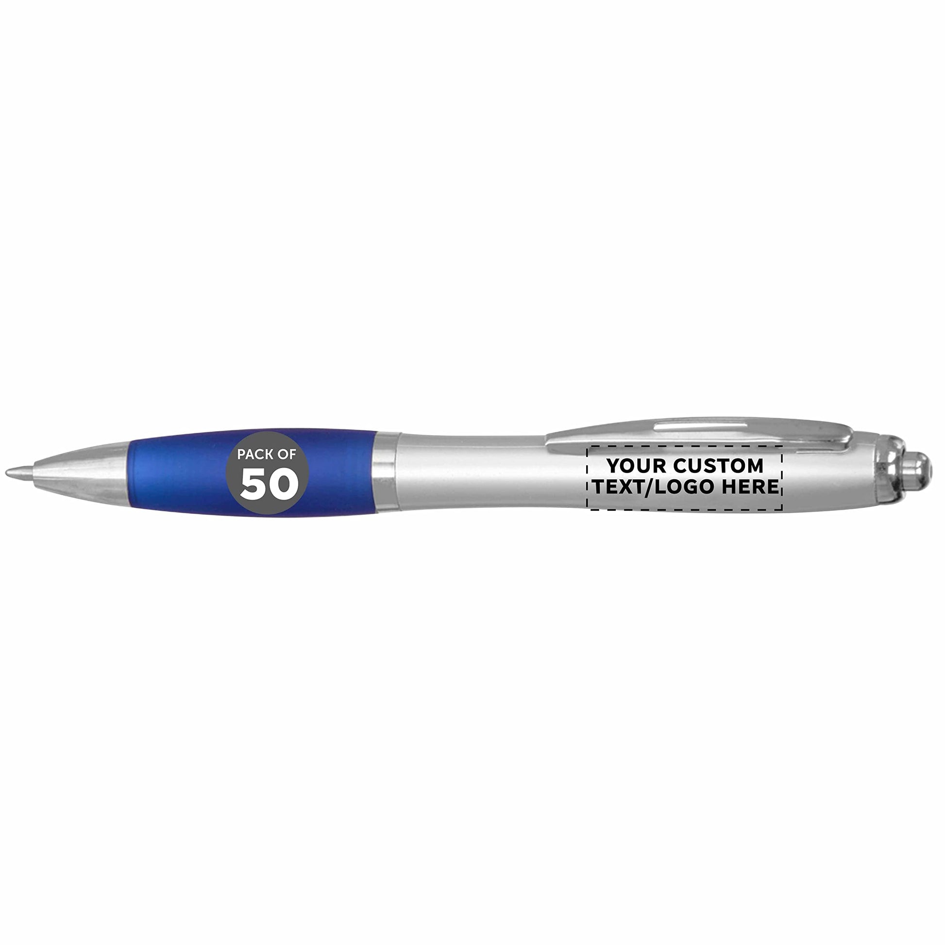 Personalized Ballpoint Pens with Rubber Grip and Click Button, Pack of 50 by DISCOUNT PROMOS