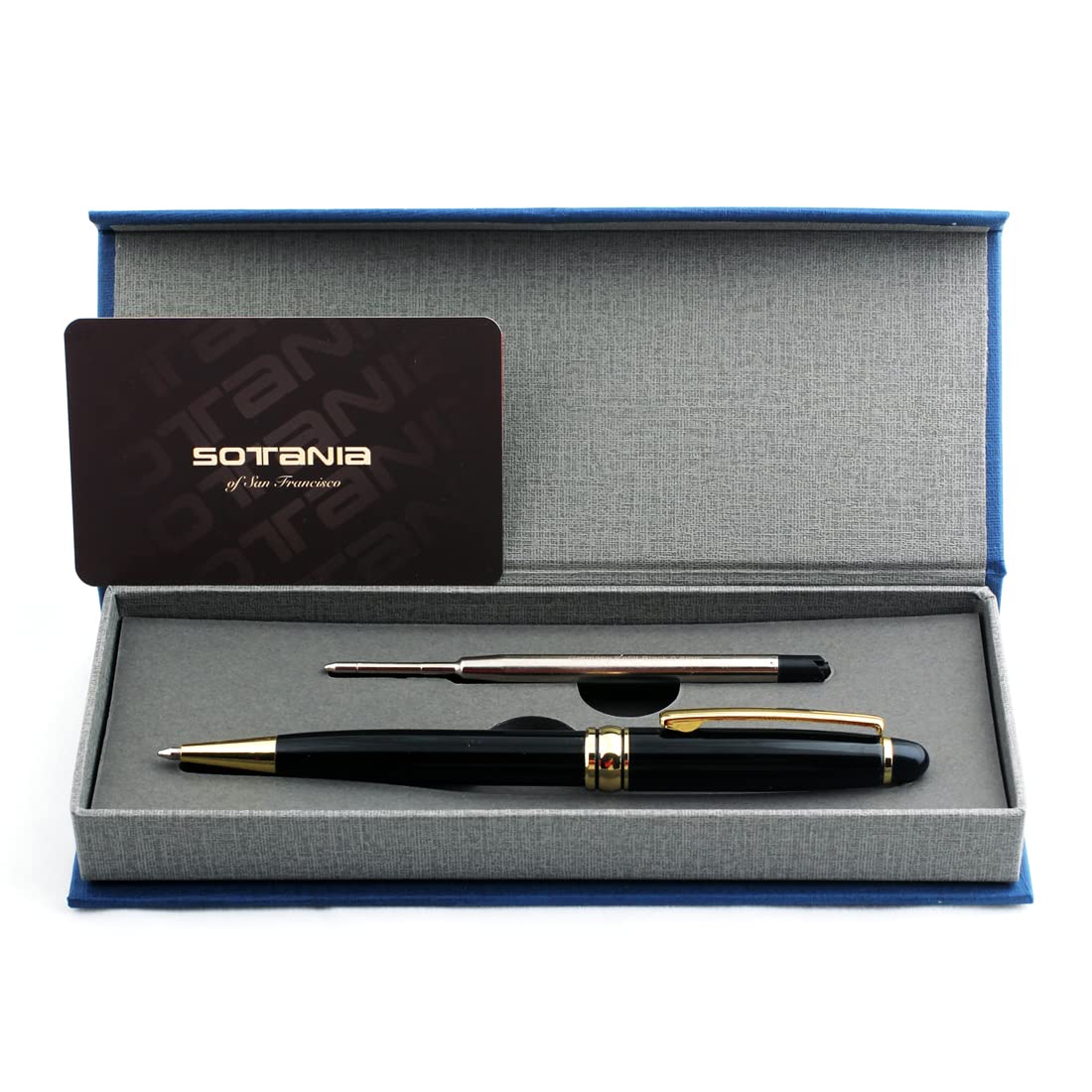 Sotania Free Engraving – Personalized Roller Ballpoint Pen, Refillable Black Ballpoint Pen with