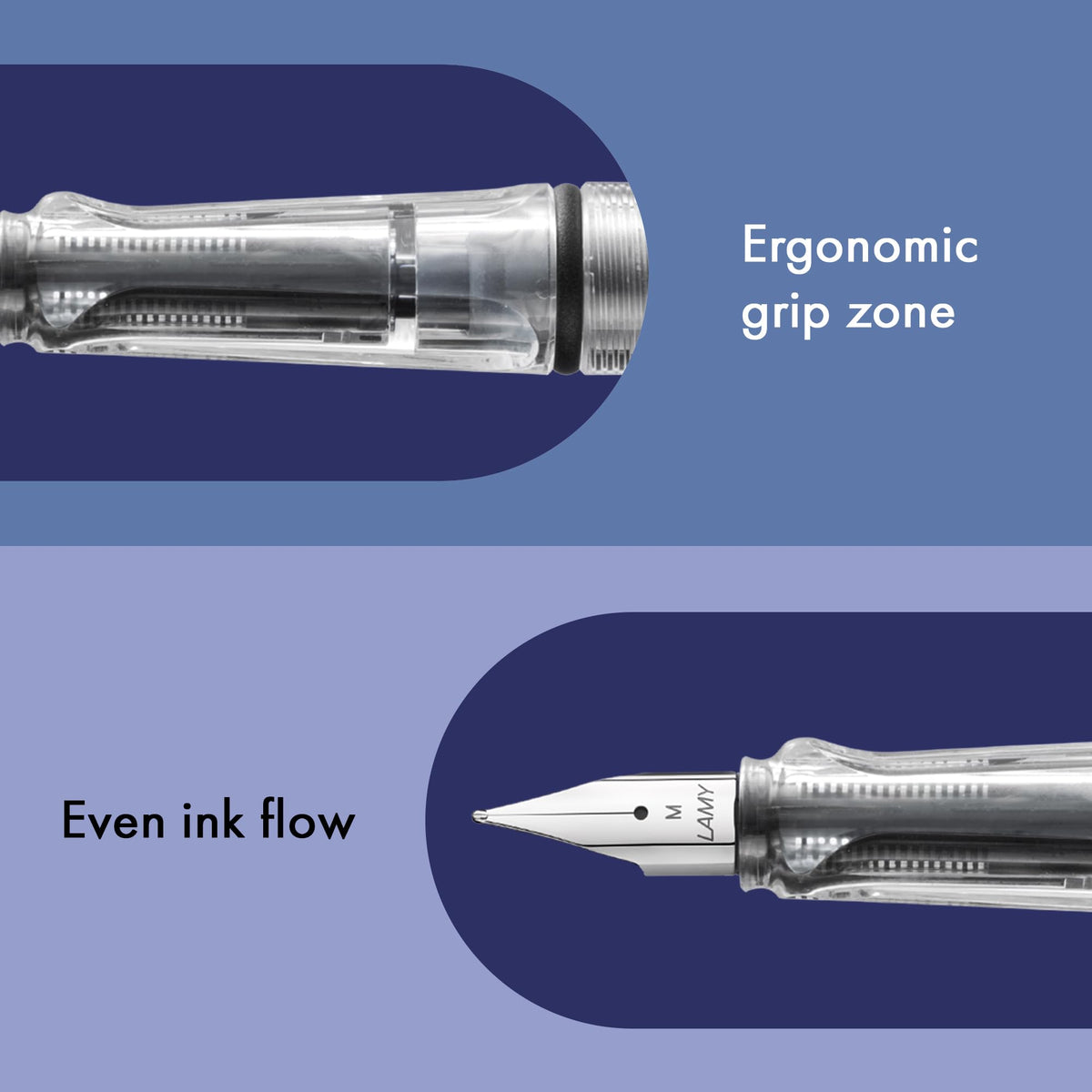 LAMY safari vista - Fountain Pen with ergonomic grip & polished steel nib in size B - ideal for any