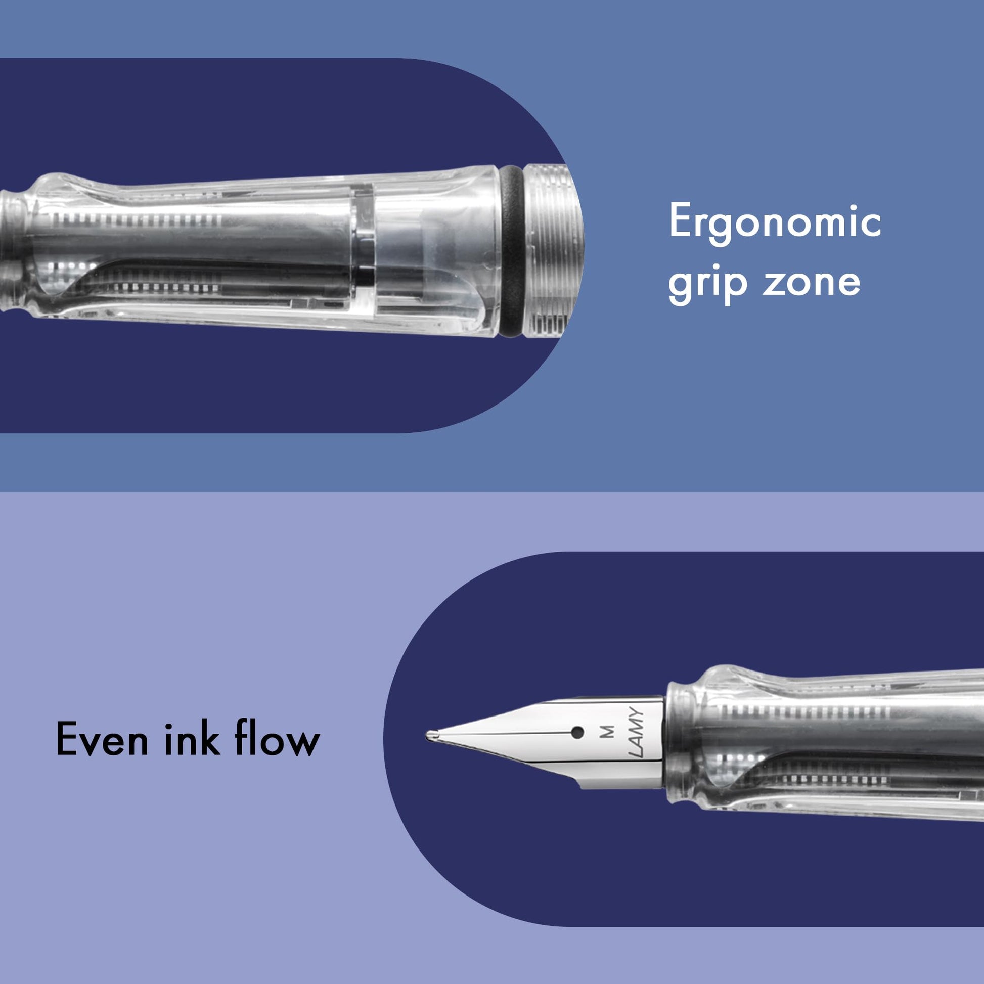 LAMY safari vista - Fountain Pen with ergonomic grip & polished Left-Handed steel nib (LH) in size