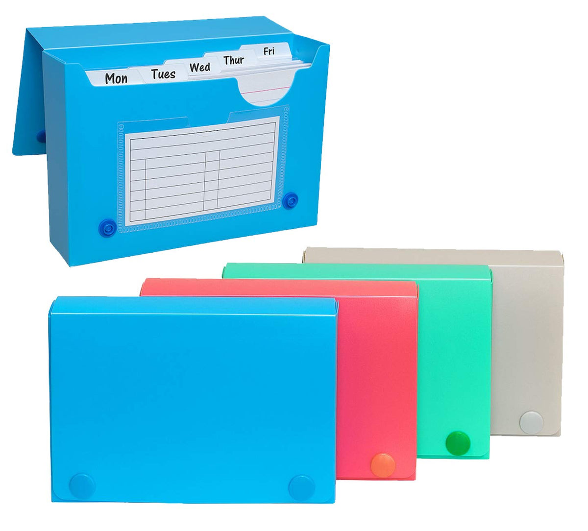Index Card Case, 4x6 Inch Index Card Holder, Fits Up to 200 Cards Per Case - with 5 Dividers and