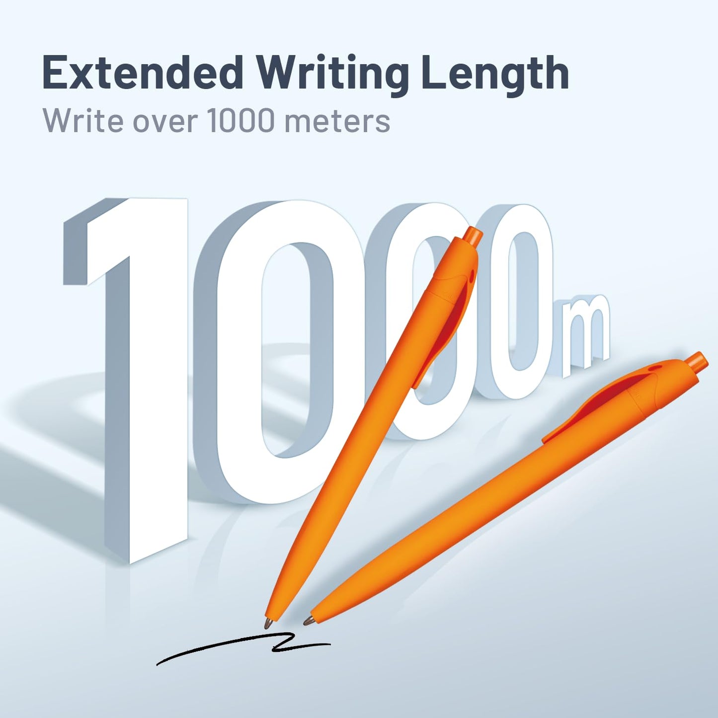 Wiaziert BallPoint Pens, 50 Pack (BLACK Ink),Bulk Pens, Orange Barrel, Click Pens for Office Home