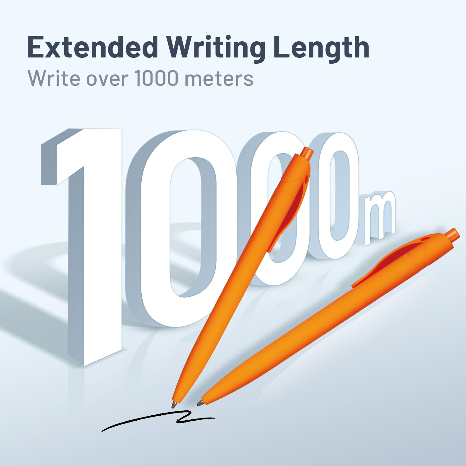 Wiaziert BallPoint Pens, 50 Pack (BLACK Ink),Bulk Pens, Orange Barrel, Click Pens for Office Home