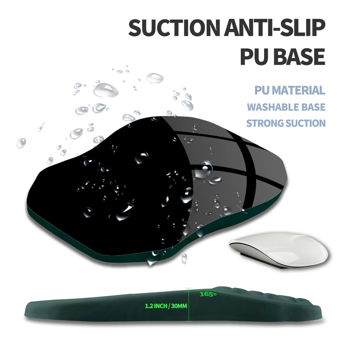 Gleamtide Ergonomic Raised Mouse Pad Wrist Support with Bilateral Slope Memory Foam Mousepad for