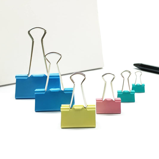 Ykimok 100 Pcs Colored Binder Clips, Metal Paper Clamps 6 Assorted Sizes, Extra Large, Large