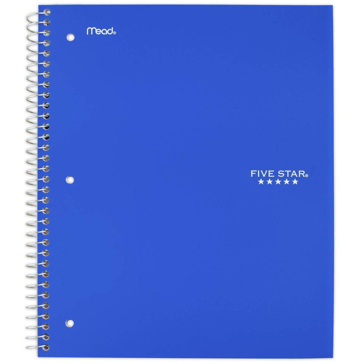 Five Star Spiral Notebook, 3-Subject, Wide Ruled Paper, 10-1/2" x 8", 150 Sheets, Tidewater Blue