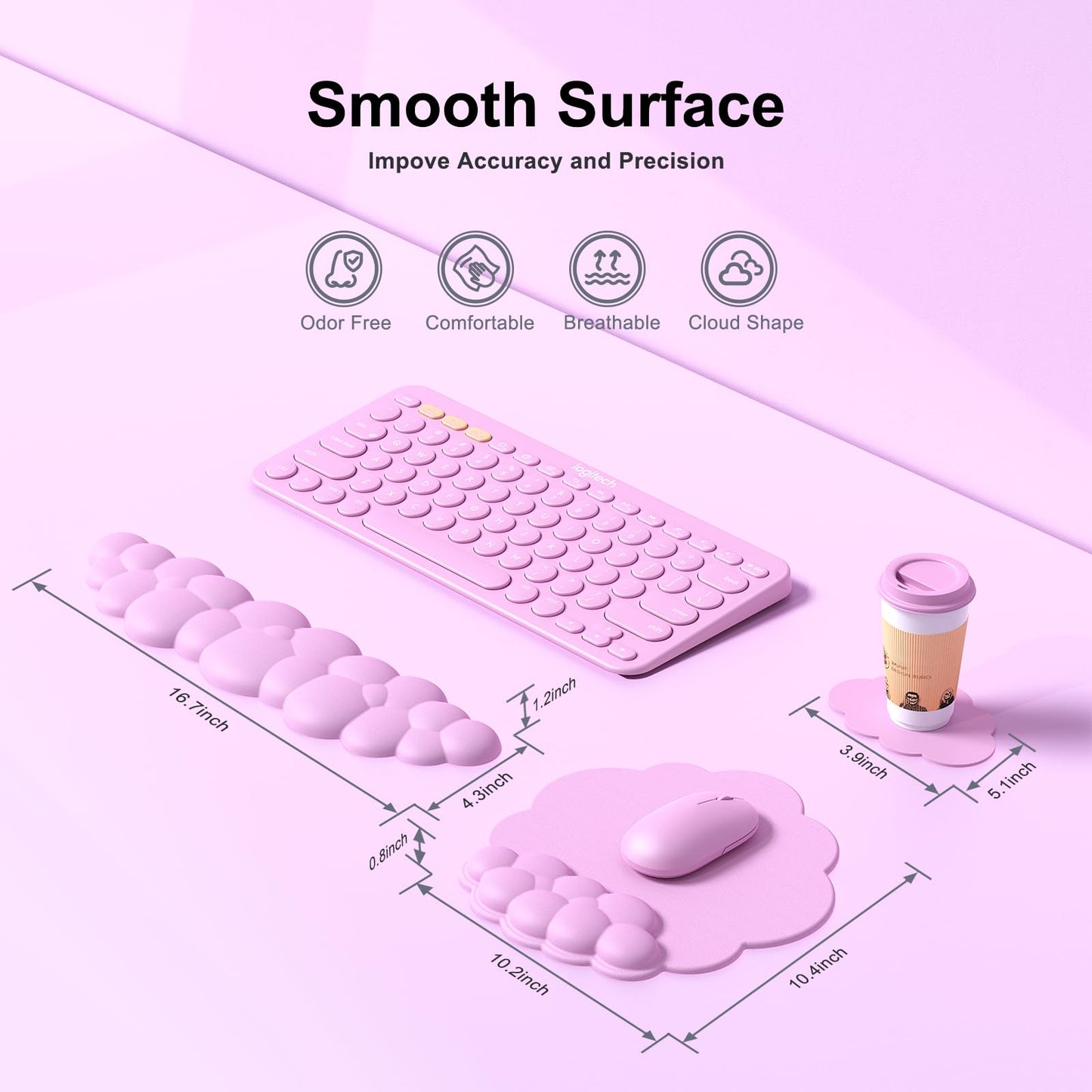 MOKURU Cloud Mouse Pad with Wrist Rest, Cloud Keyboard Wrist Rest, Mouse Pad Wrist Support