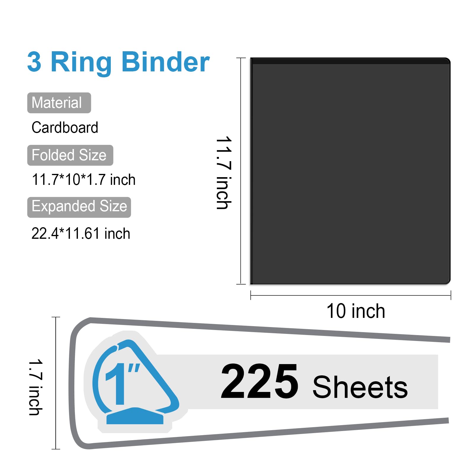 COMIX Sturdy 1 Inch D-Ring 3 Ring Binder with Clear View Cover