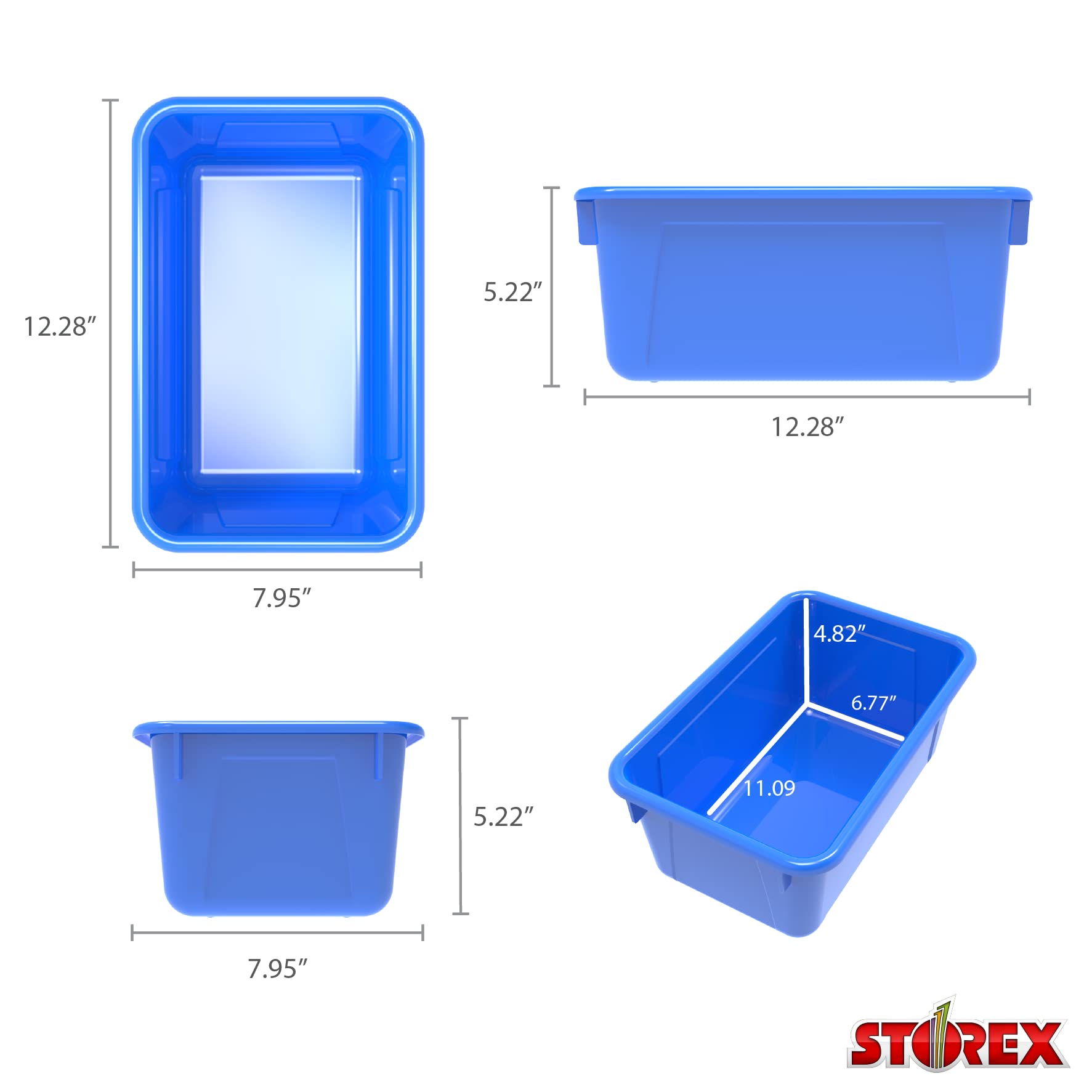 Storex 62414U05C Small Cubby Bin, Plastic Storage Container Fits Classroom Cubbies, Pack of 5