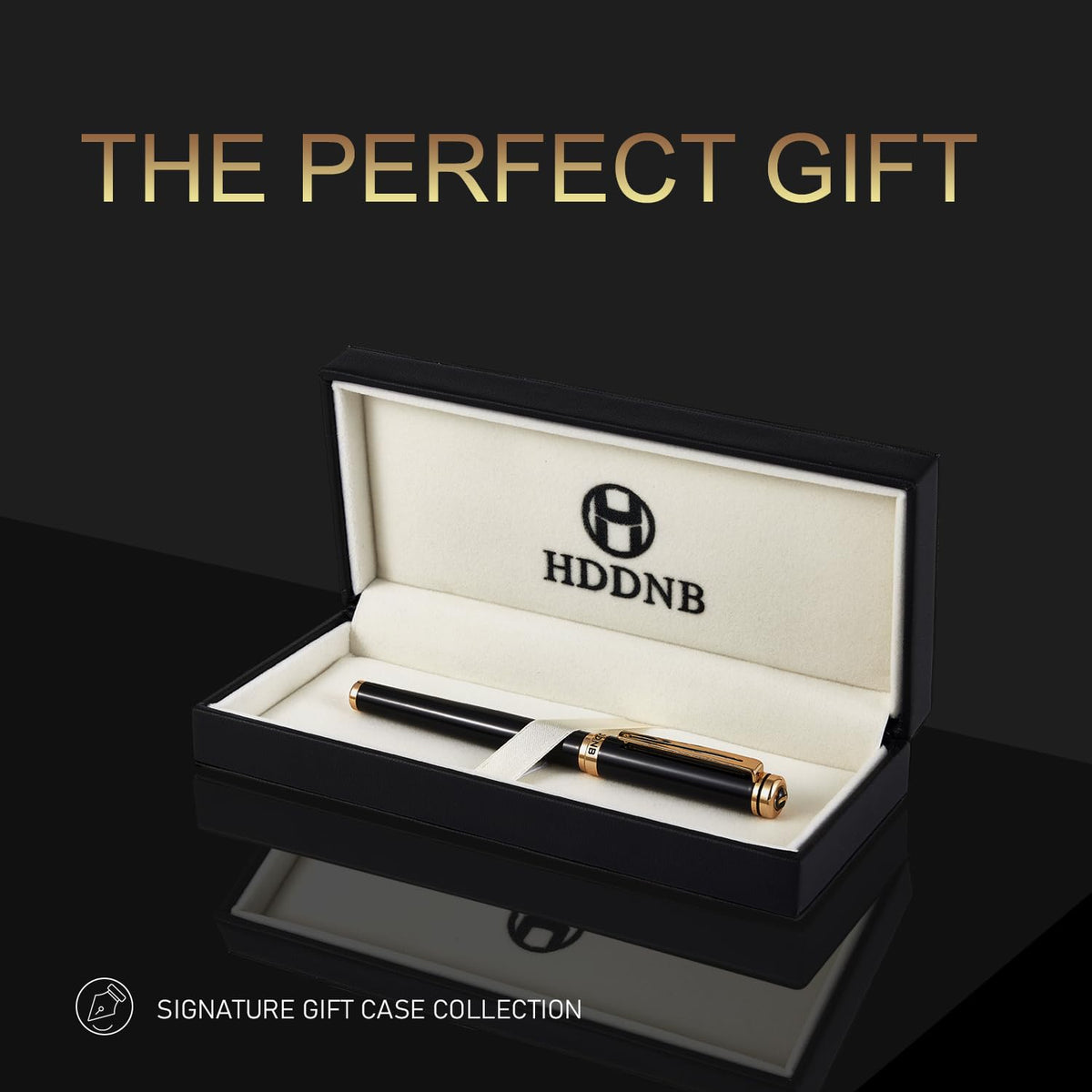 HDDNB Black Luxury Fountain Pen Set for Men and Women with Gift Box, 24K Gold Finish and Gilded