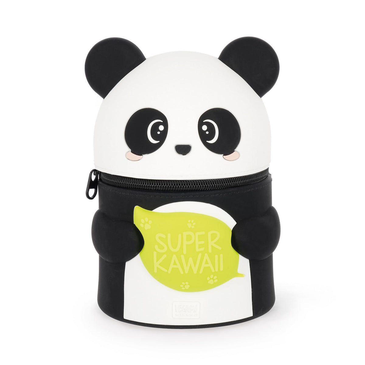 Legami - Super Kawaii Panda Pencil Case, Capacity, Holds up to 100 Erasable Pens, Soft Silicone, 13