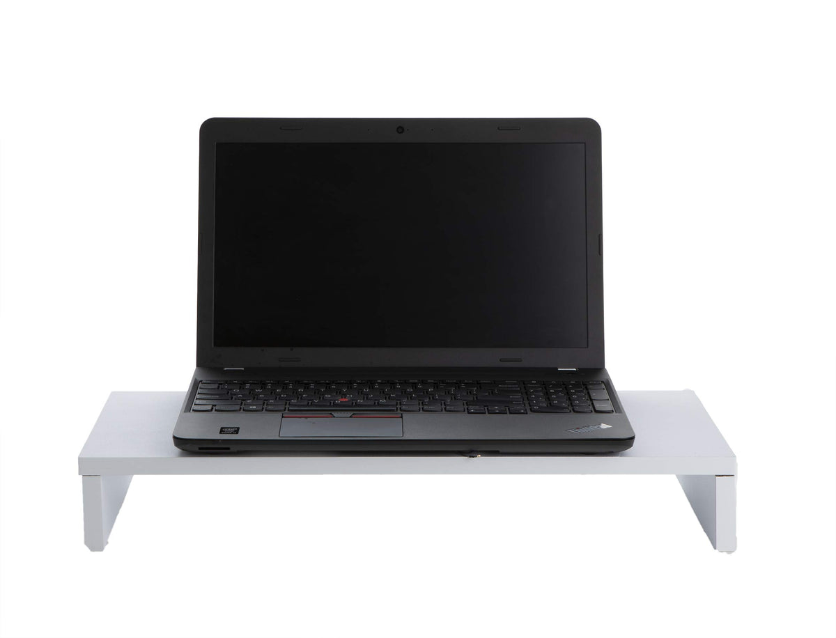 Mind Reader Woodland Collection, Monitor Stand, 33 lb. Capacity, Desktop Organizer, White