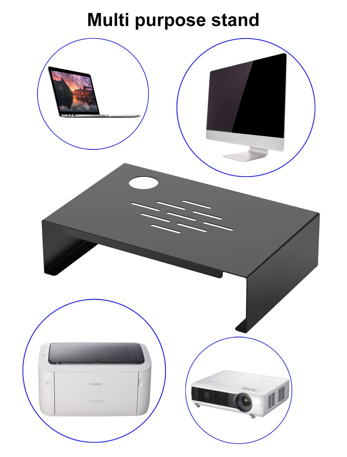 N.N 12 Inch Monitor Stand Riser and Plastic Storage Box,Metal Monitor Desk Stand with Ventilation