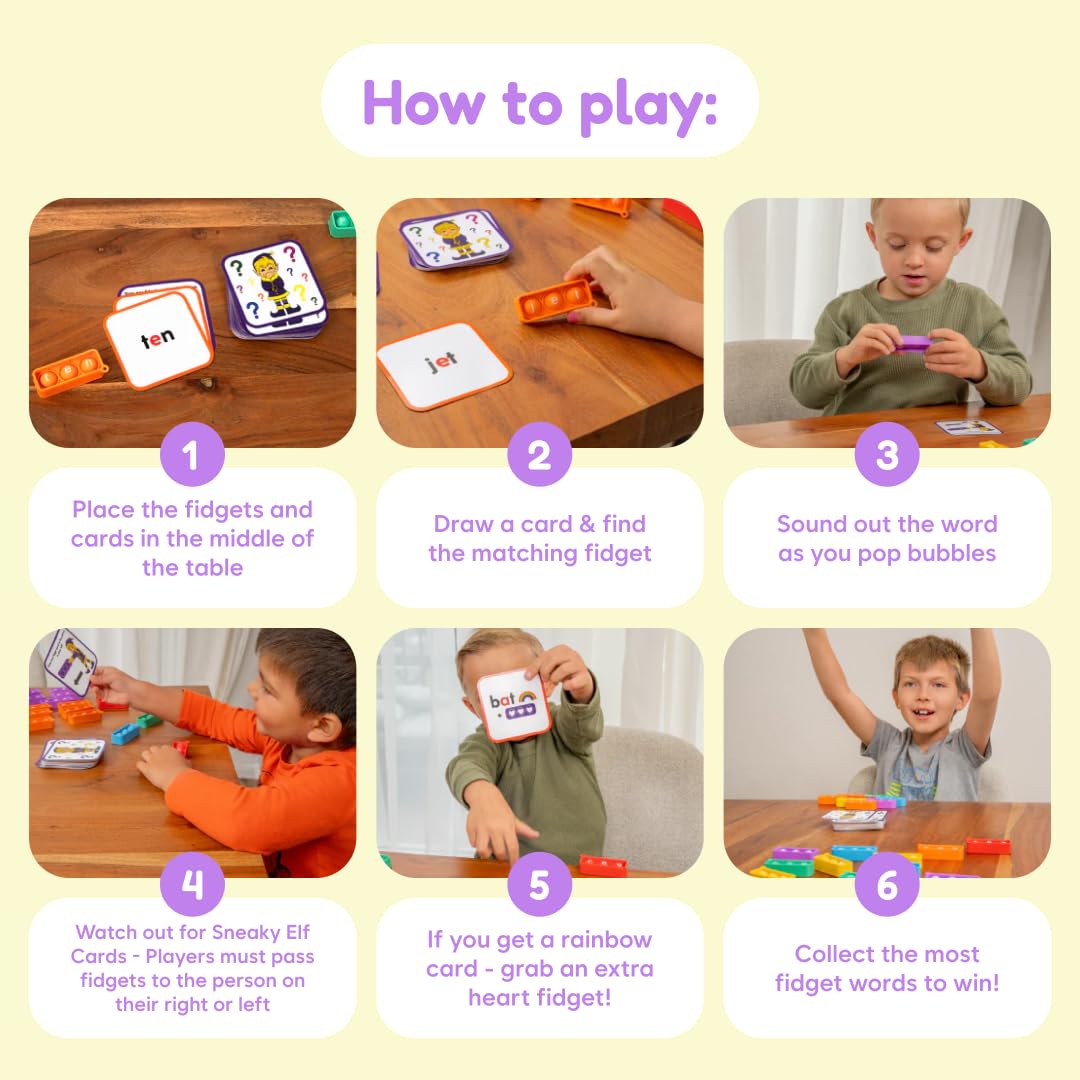 THE FIDGET GAME Sneaky Elves, CVC Sight Words Game, Pop Sensory Toy to Learn and Spell, Educational