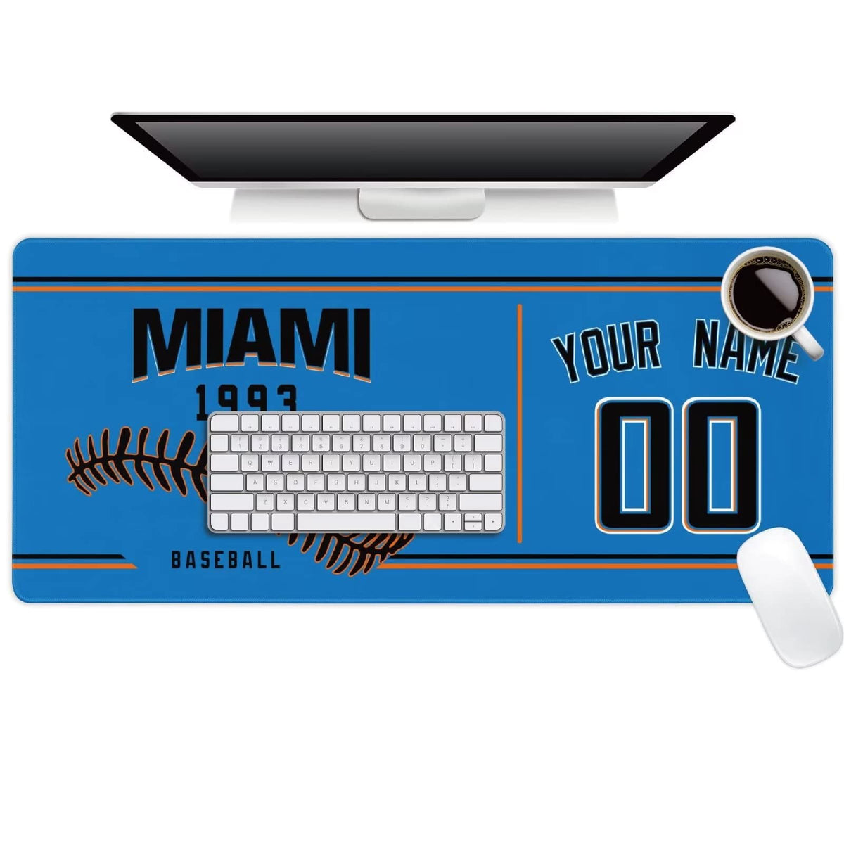 Miami Mouse Pad Custom Any Name and Number Personalized Desk Pad for Men Women Youth Gifts