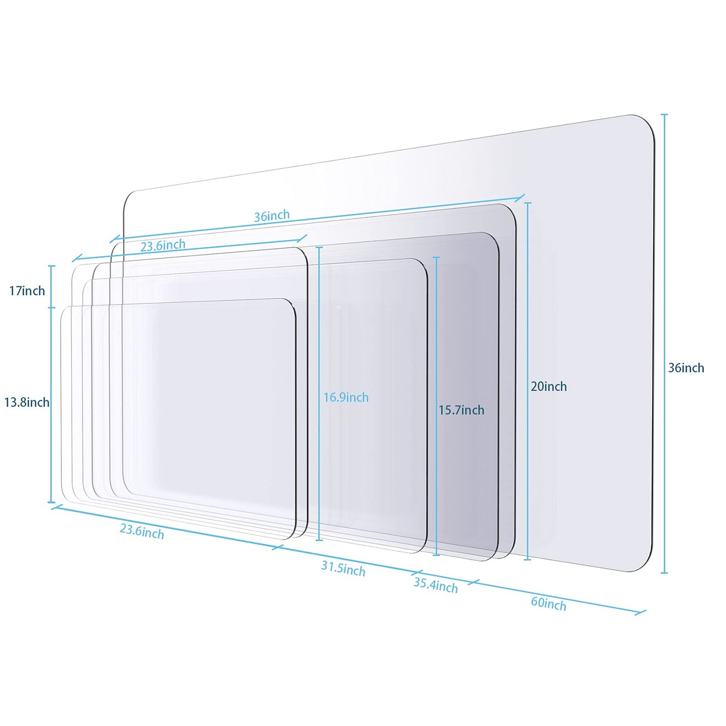 Oterri Clear Writing Desk Pad, 31.5’’x15.7” Heat Resistant Waterproof PVC Round Edge Durable Desk