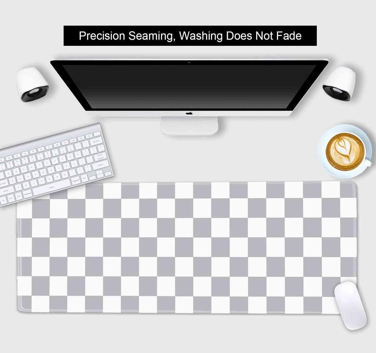SXCKANG Grey Checkered Desk mat, Boho Gray Pattern Large Mouse Pad, Desk Protector Pad Writing Mat