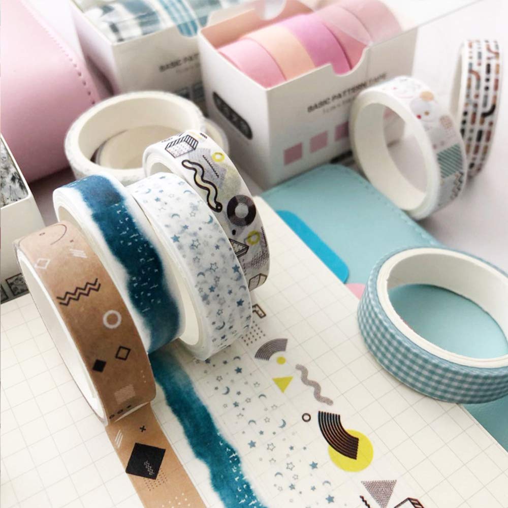 YUBBAEX 5 Rolls Washi Tape Set Creative Basic Skinny Masking Decorative Tapes for Arts, DIY Crafts