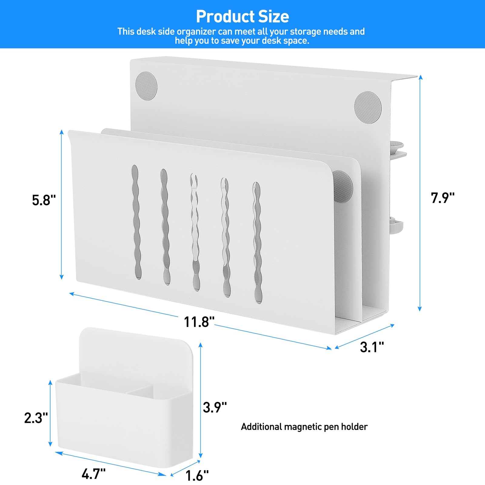 MAXECHO Desk Side Storage, Under Desk Laptop Mount, Table Side Hanging File Organizer, No Drill