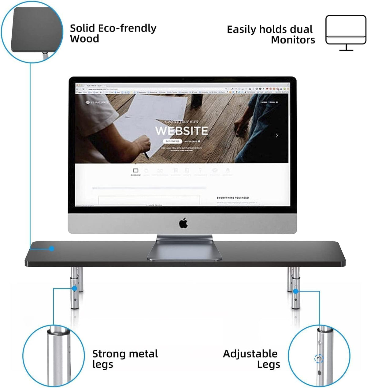 suptek Dual Monitor Stand Riser,Large Monitor Laptop Stand Riser 3 Adjustable Heights Computer