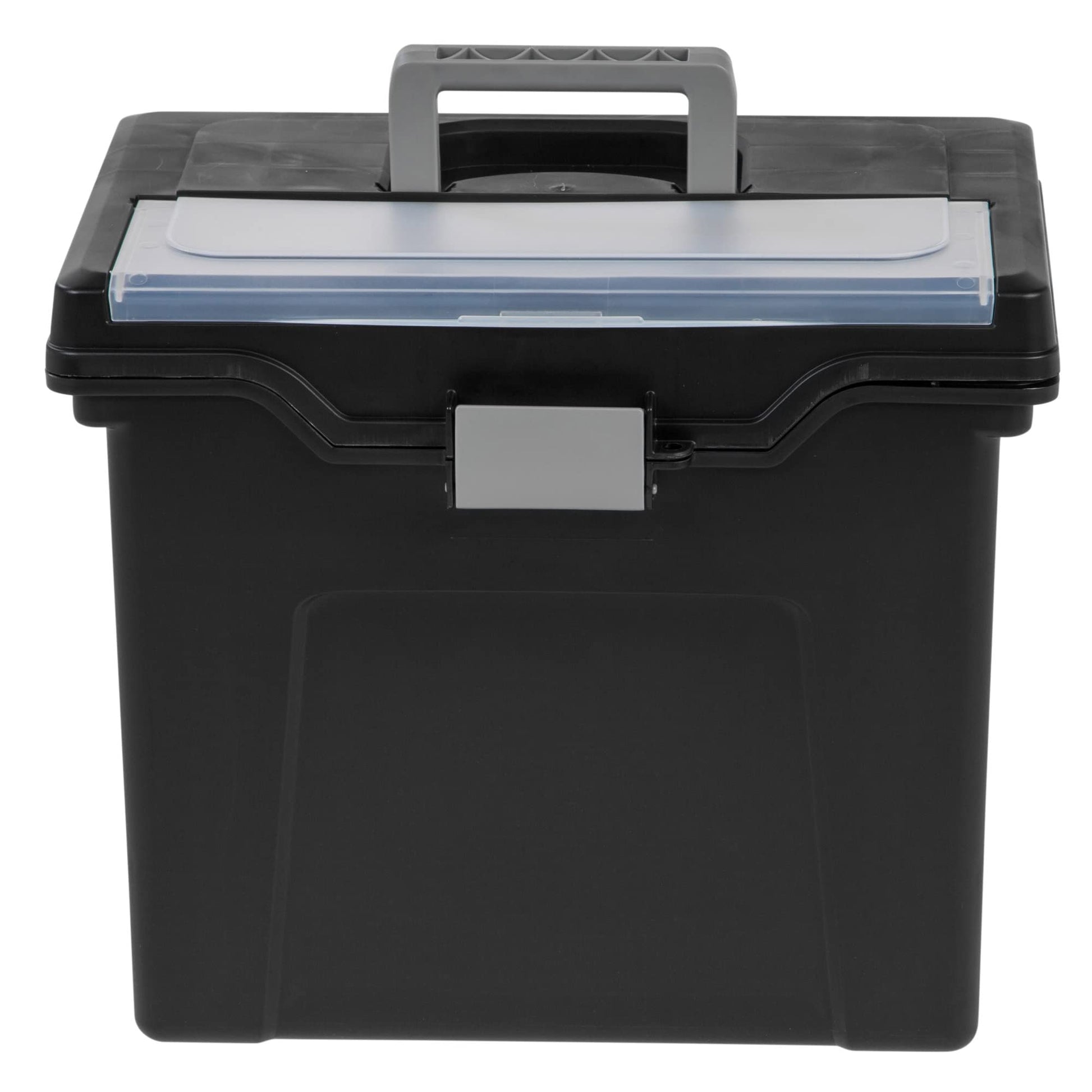 Office Depot Large Mobile File Box, Letter Size, 11 5/8in.H x 13 3/8in.W x 10in.D, Black/Silver